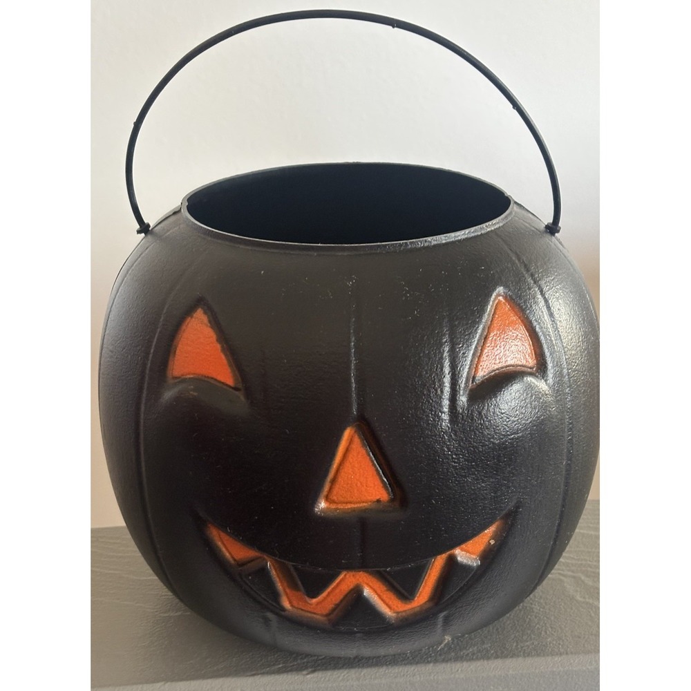 Halloween Jack O Lantern Pumpkin Bucket Pail General Foam Plastics Blow Mold USA